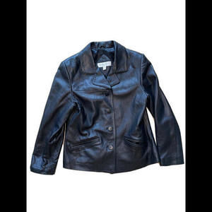 Valerie Steves New Zealand Lambskin Leather Jacket Buttoned Black Size ‎ M